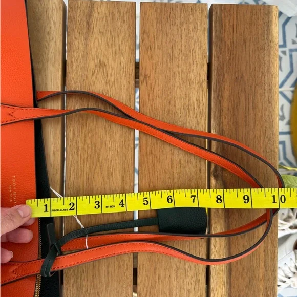 Tory Burch Perry Triple Compartment Tote Bag Canyon Orange Pebbled Leather Tote - Picture 15 of 15